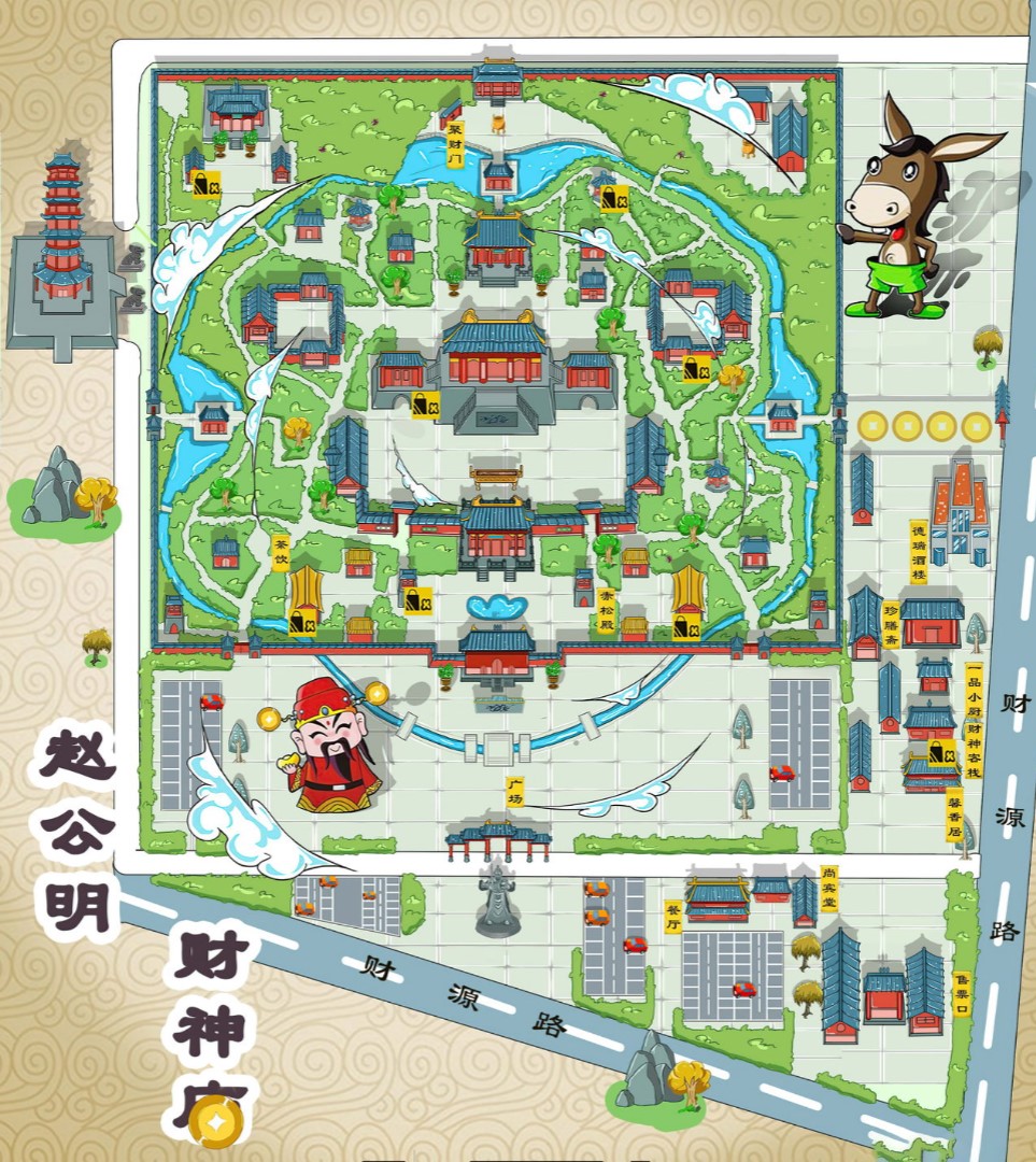 魏县寺庙类手绘地图